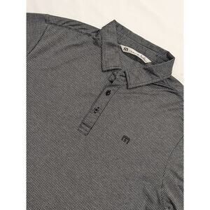 Travis Mathew Shirt Mens M Black Gray Square Checkered Polo Performance Golf